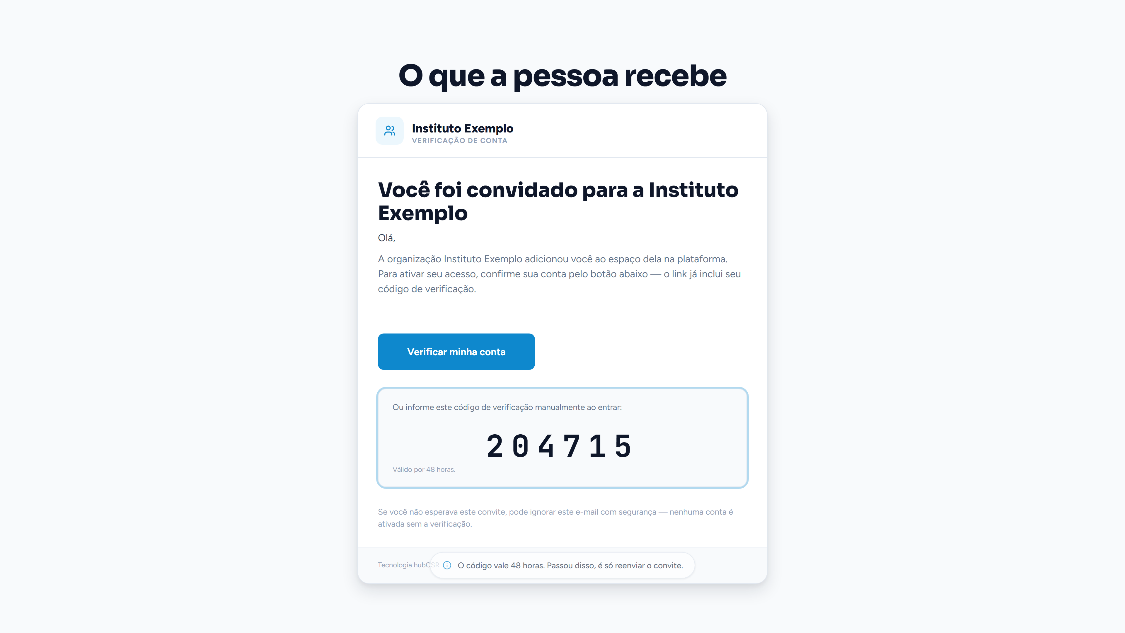O código vale 48 horas. Passou disso, é só reenviar o convite.